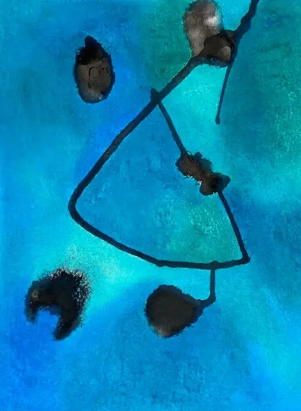 Intuïtief werk in diep blauw en turquoise